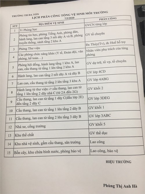 Tổng vệ sinh trường lớp ngày 7 tháng 3 năm 2020